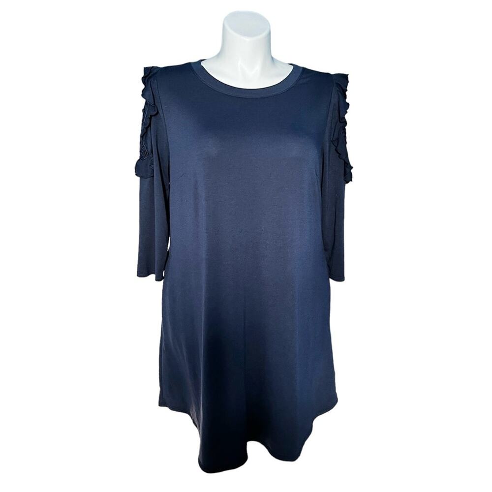Lane Bryant navy blue jersey knit dress tunic pockets size 14 16